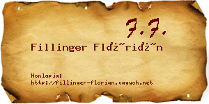 Fillinger Flórián névjegykártya